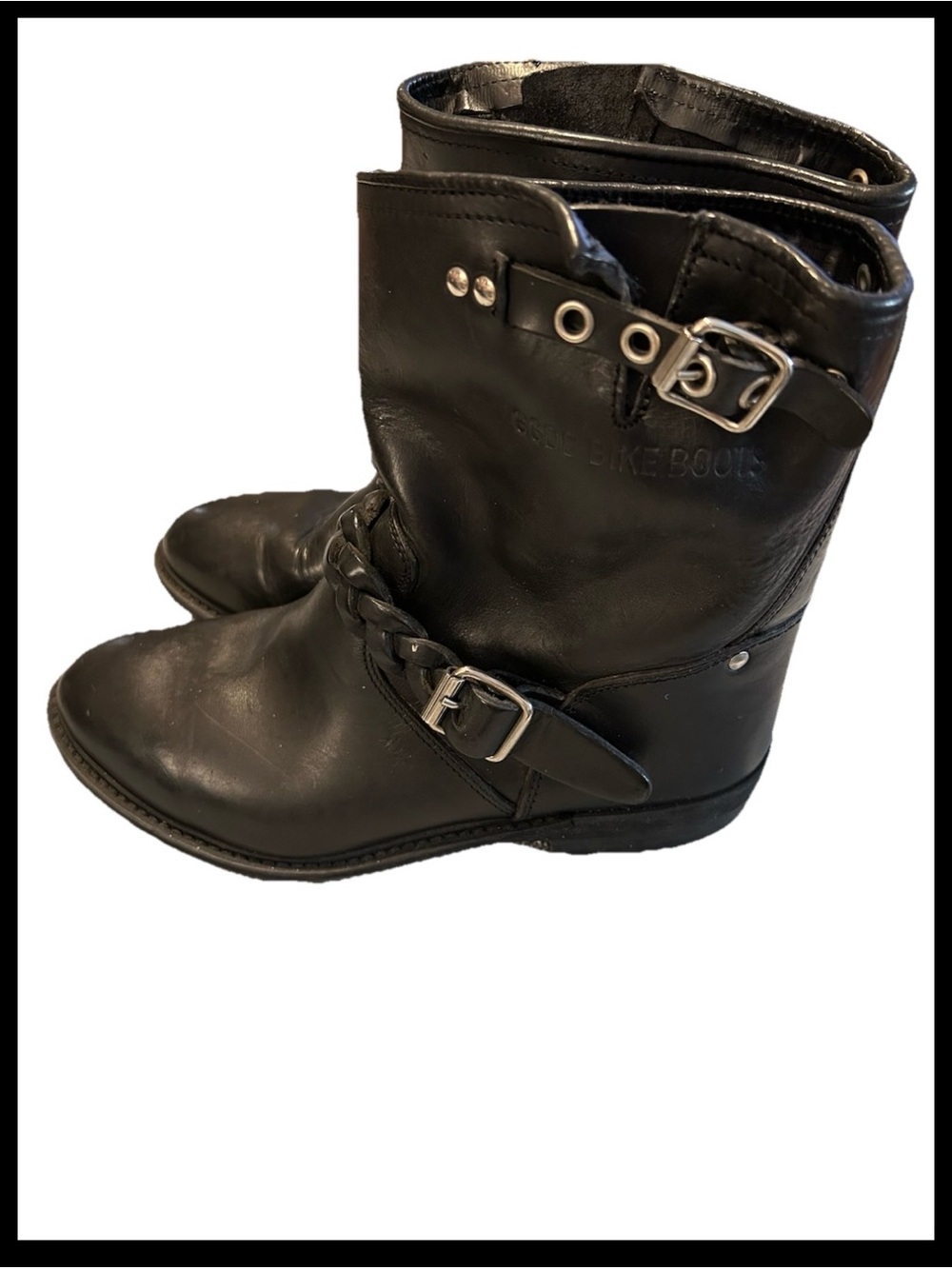 Golden Goose Short Biker Boots Black Leather - Size 39 EU